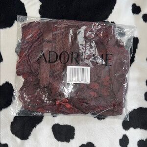 Adore Me Burgundy Lace Bralette with Floral Detail